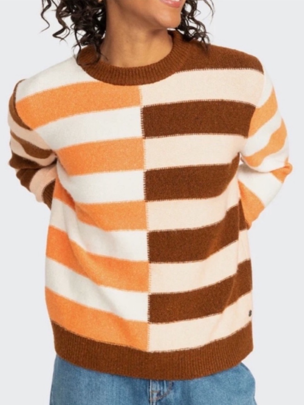 Roxy Medium Sweater Jungle Groove Sweater Vest Striped in Sorrel Horse NWT